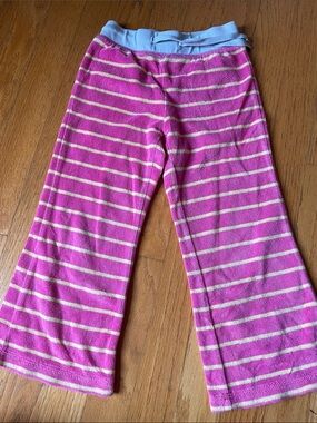 Mini Boden Pink and yellow striped toweling pants